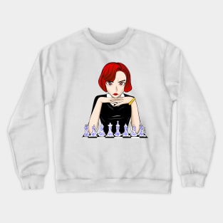 the queen in chess ecopop sports anime in design art beth harmon Crewneck Sweatshirt